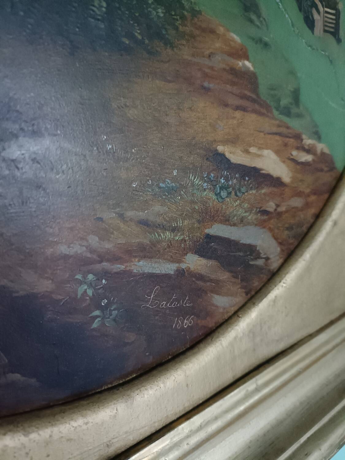 Oil on panel, signed Lataste, 19th century. Mountain