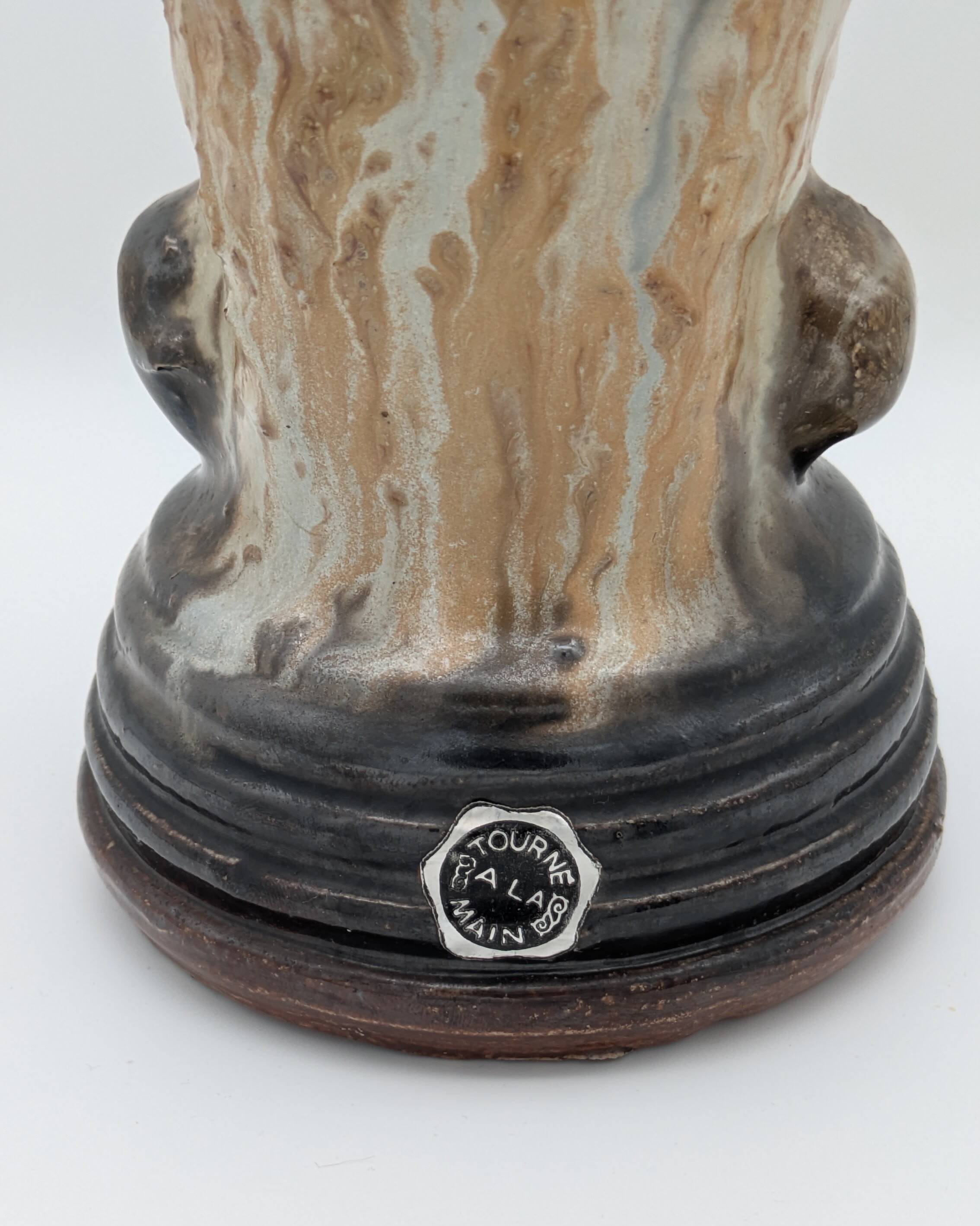 Roger Guérin (Bouffioulx) - Sculptural Vase Salt Glaze - Drip Decoration 1940