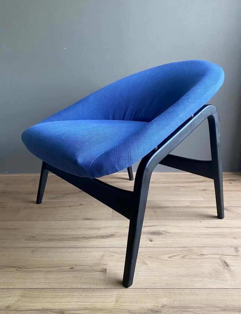 Fauteuil de salon bleu, modèle Columbus, Hartmut Lohmeyer pour Artifort, années 1950