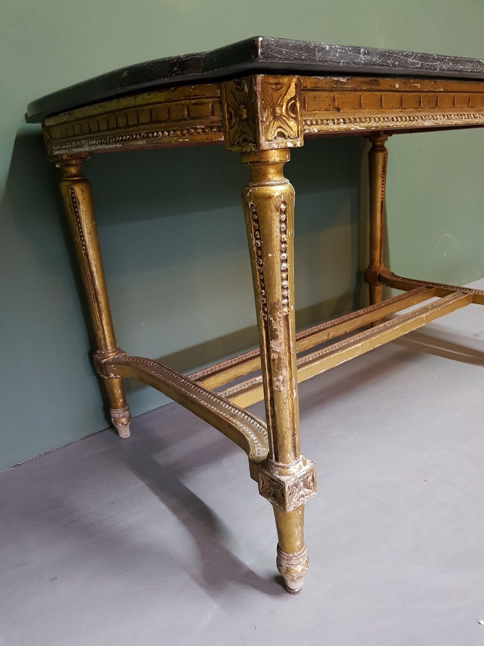 19th Century French Louis XVI style coffee table with marble top