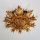 Floral ceiling light in gilded metal, Banci Firenze, Italy, 1970.