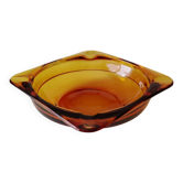 Vintage amber Duralex ashtray from the 1970s.