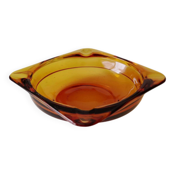 Vintage amber Duralex ashtray from the 1970s.