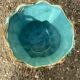 Antique cache-pot in majolica with floral decoration – Turquoise interior