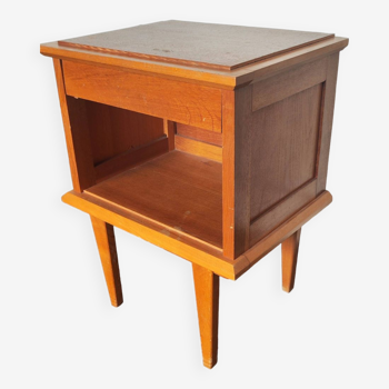 Old scandinavian style bedside table with a vintage designer drawer 1970