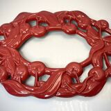 Cherry Pattern Enameled Cast Iron Trivet