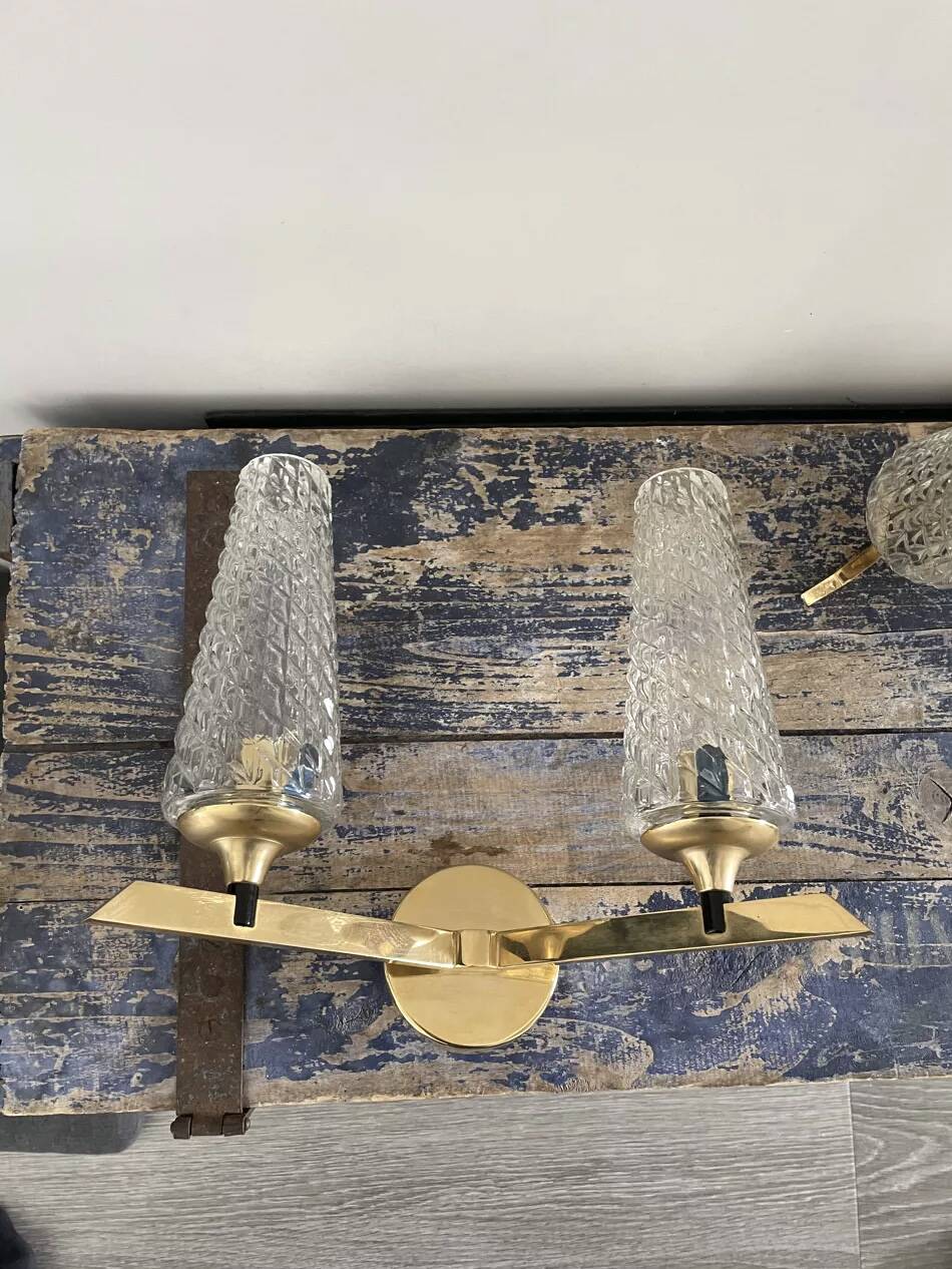 Paire d’appliques doubles dorées