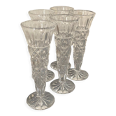 5 flutes en verre ciselé