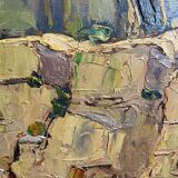 Landscape painting view of the village of Angles Gard Avignon Hurard 1887-1956