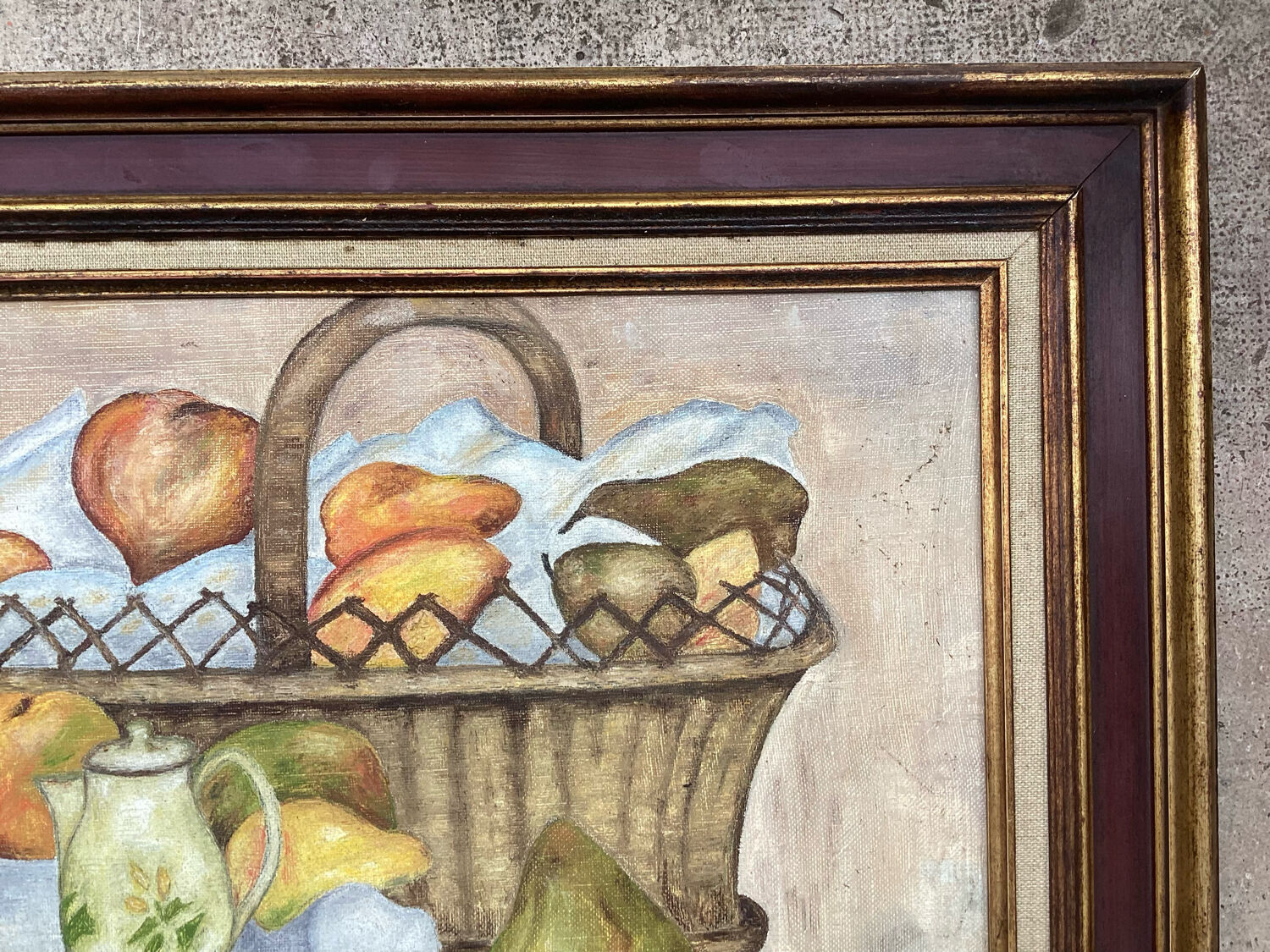 Framed still life painting from the 80s