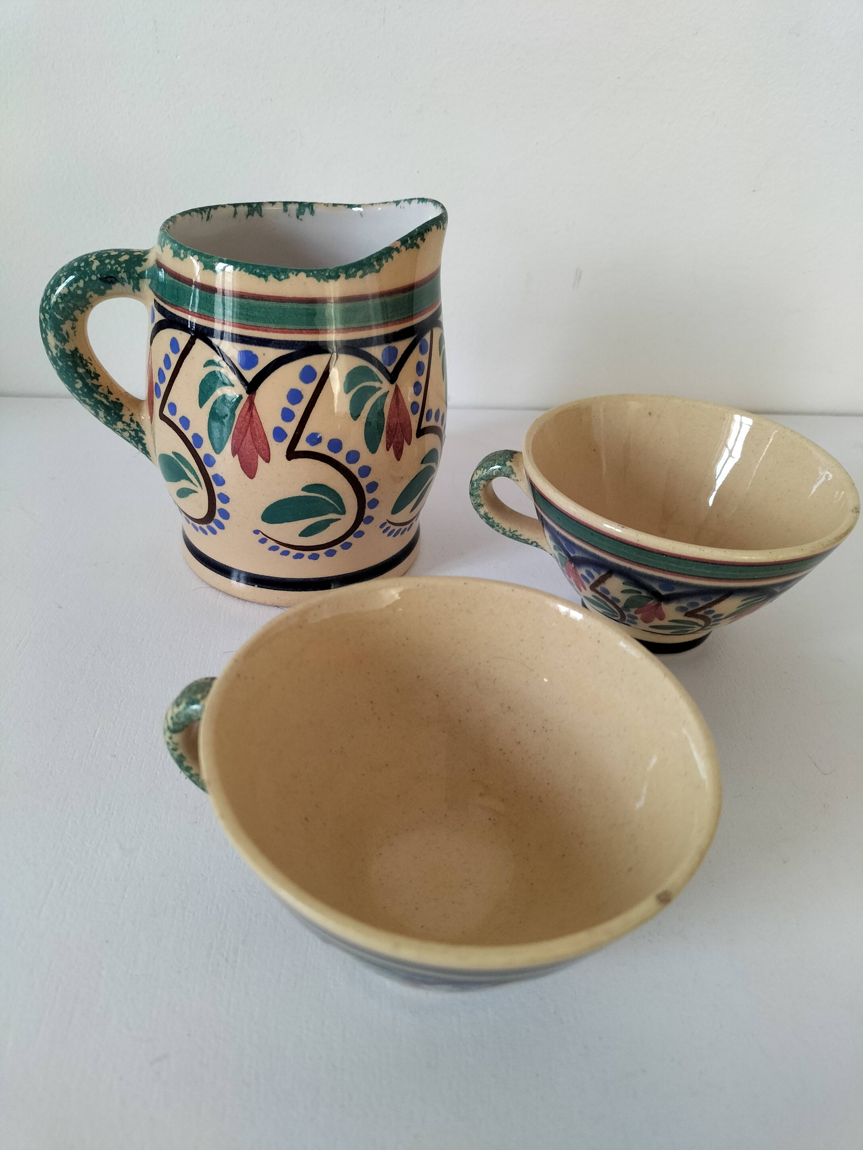 Tasses et pot à lait Keraluc Quimper