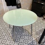 Round frosted glass table from the 70s