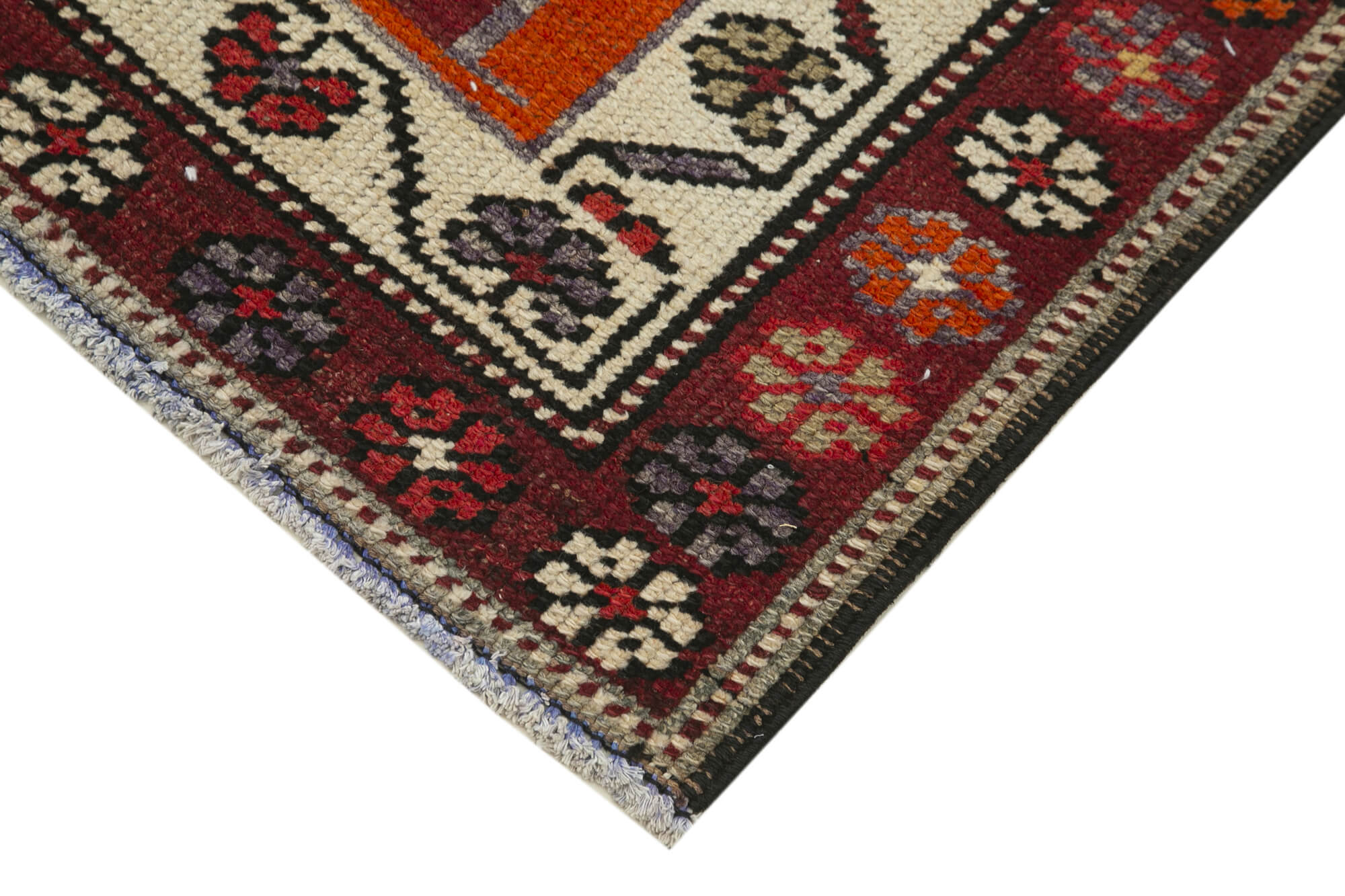 Hand-knotted antique turkish orange runner rug 90 cm x 382 cm