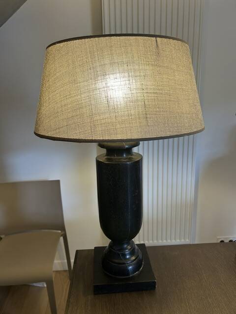Vintage turned blackened wooden baluster lamp base