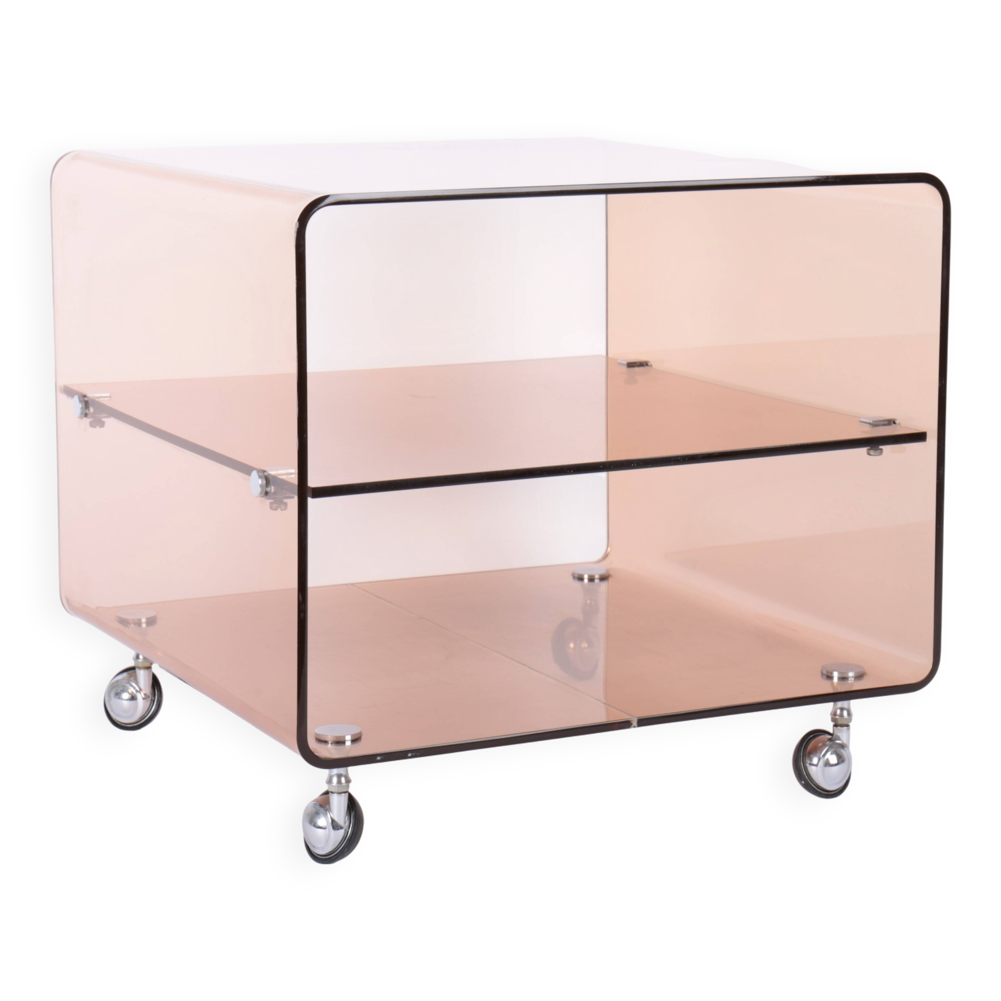 Plexiglas side table or bedside table by Michel Dumas