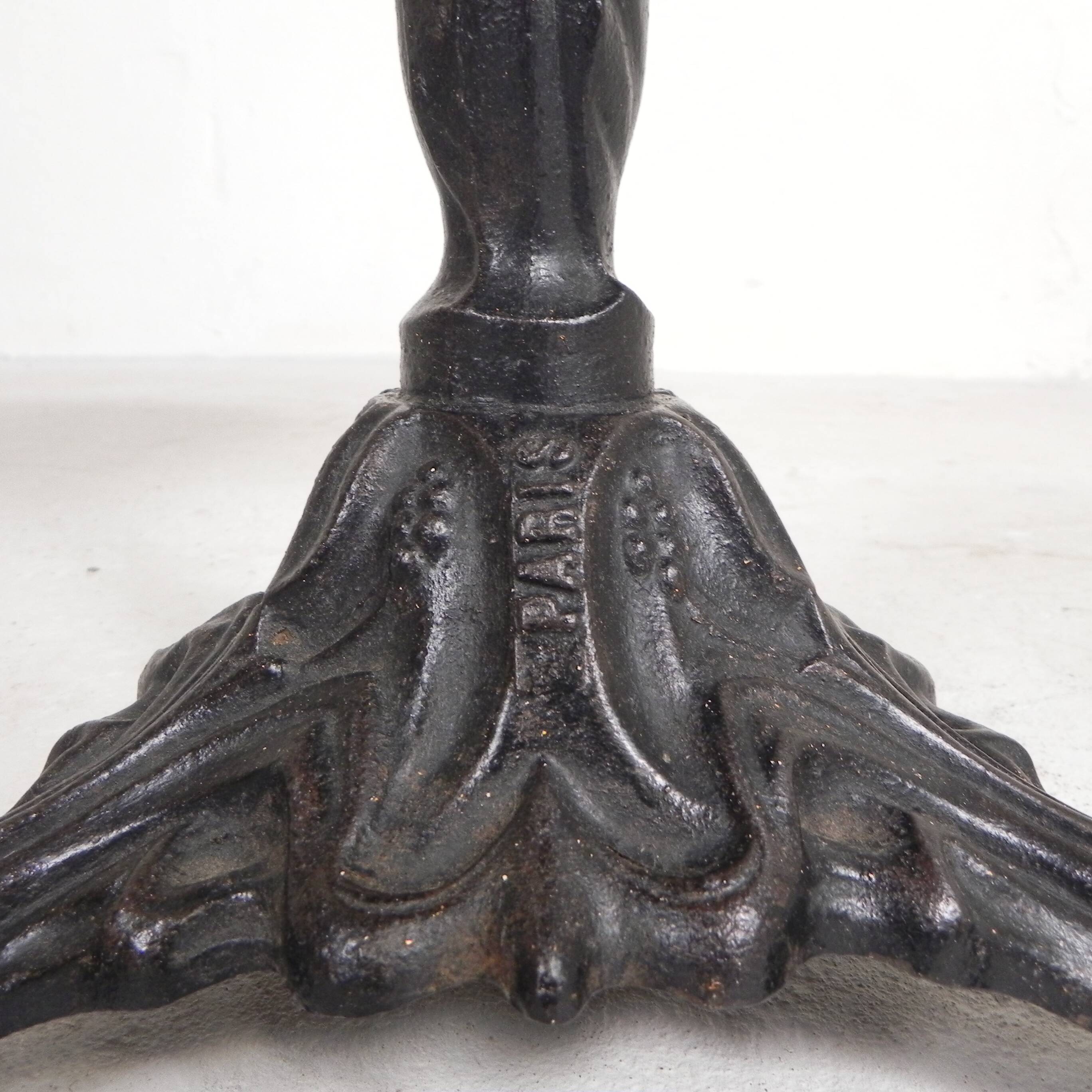 Bistro table with a cast iron base and a traffic sign as a tabletop, Paris 1920s.