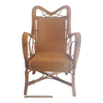 Fauteuil rotin et osier vintage