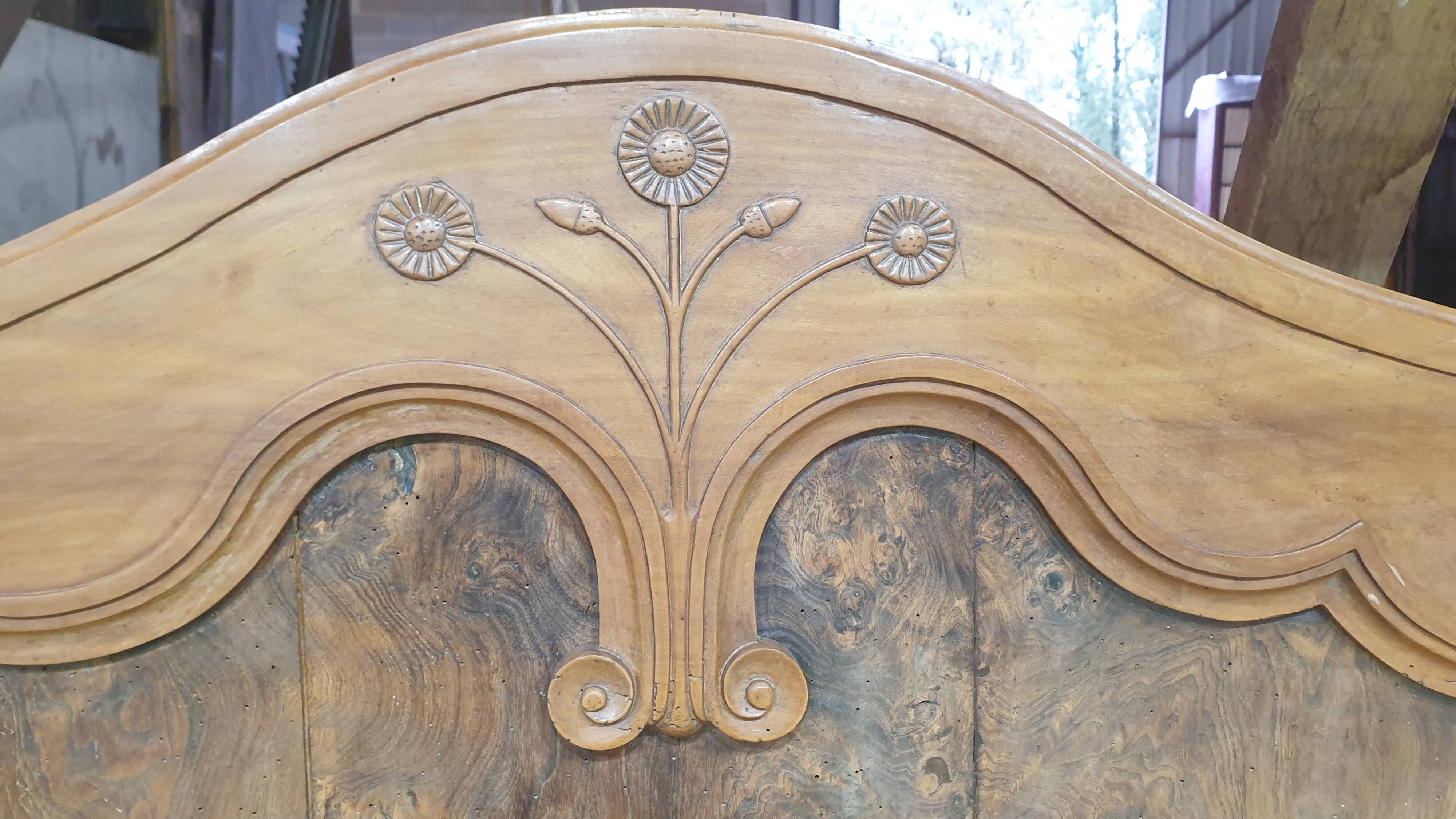 Elm and elm burl headboard - late 19th century