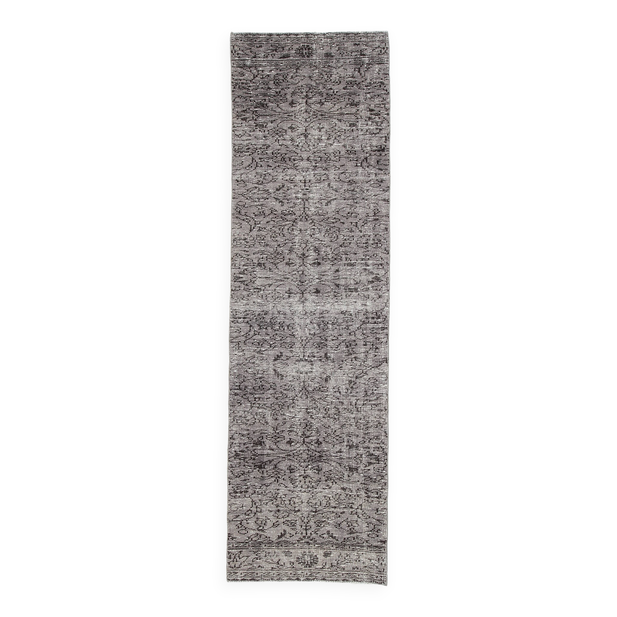 3x11 Rug For Farmhouse Hallway Gray Vintage Runner Rug, 84x291Cm