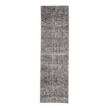 3x11 Rug For Farmhouse Hallway Gray Vintage Runner Rug, 84x291Cm