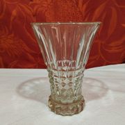 Old art deco flared glass vase - diamond point decor - height 15cm