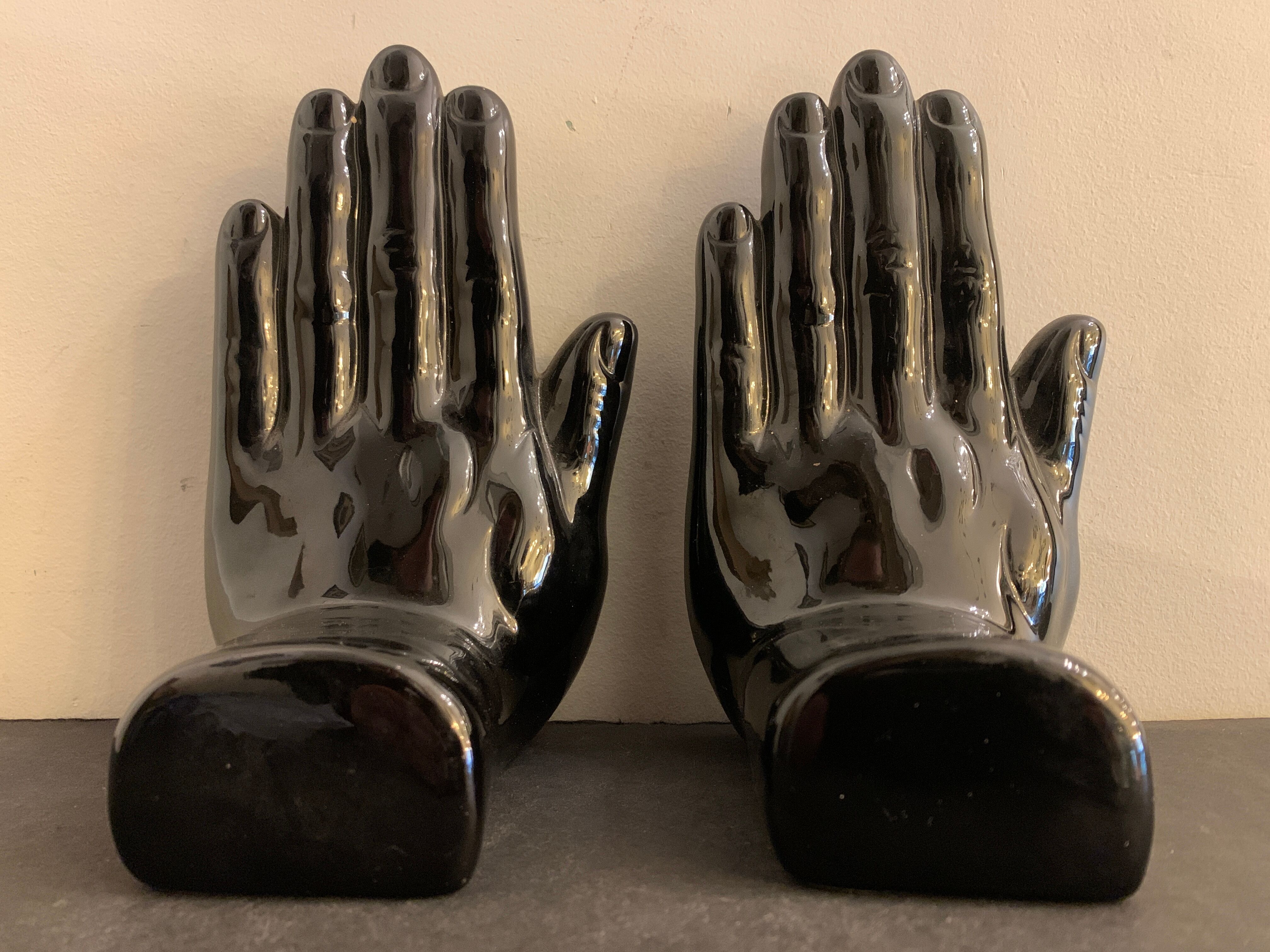 Pair of black ceramic hand book greenhouse, 1970, Netherlands