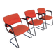 3 fauteuils vintage en métal chromé dessus tissu orange