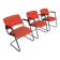3 fauteuils vintage en métal chromé dessus tissu orange