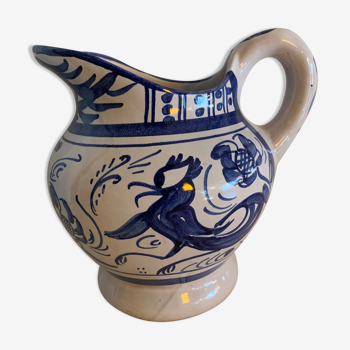 Domingo Punter blue ceramic pitcher, Teruel, 1960