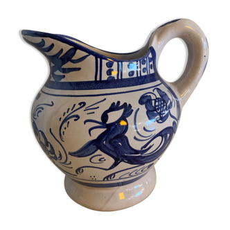 Domingo Punter blue ceramic pitcher, Teruel, 1960