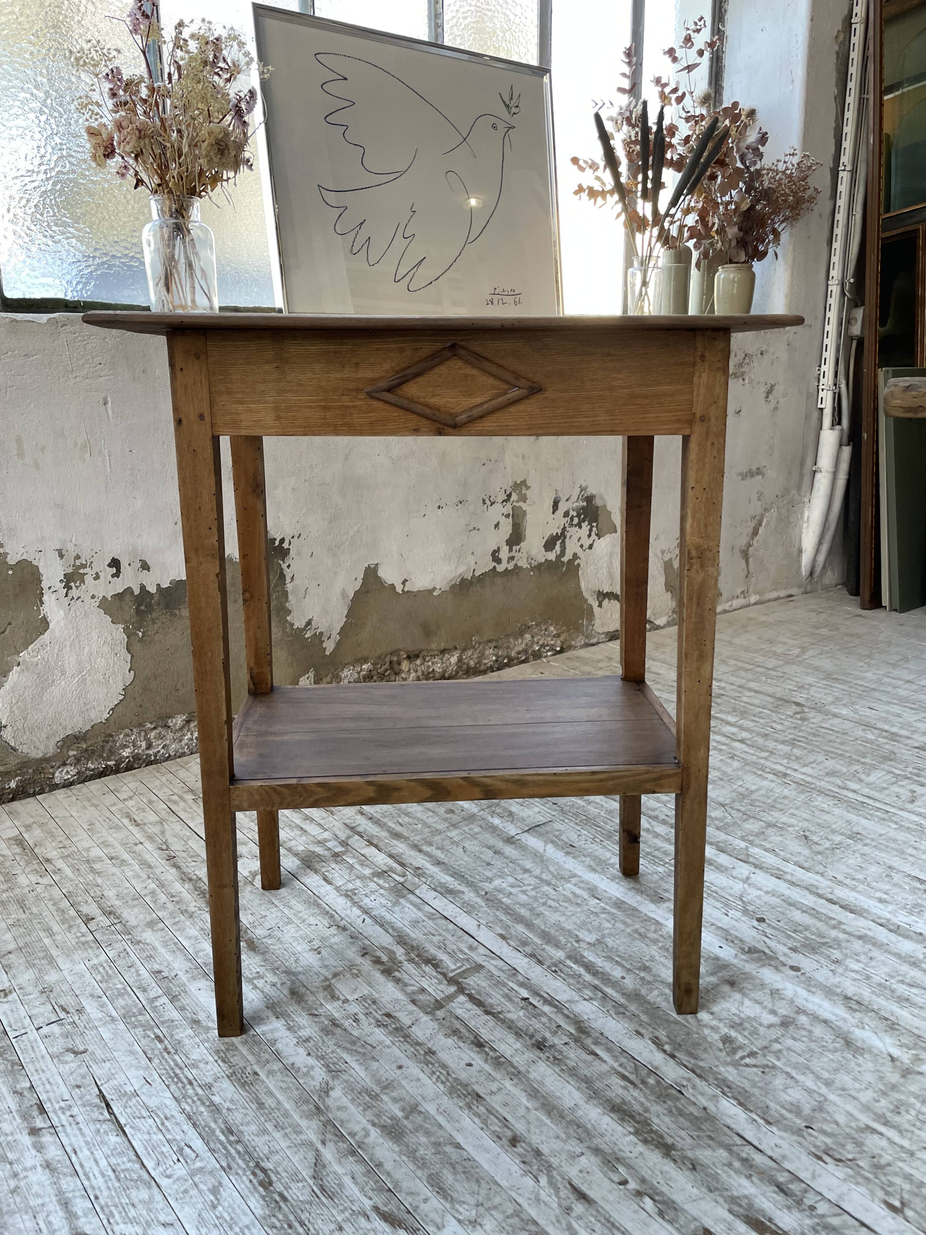 Oak spindle leg console table