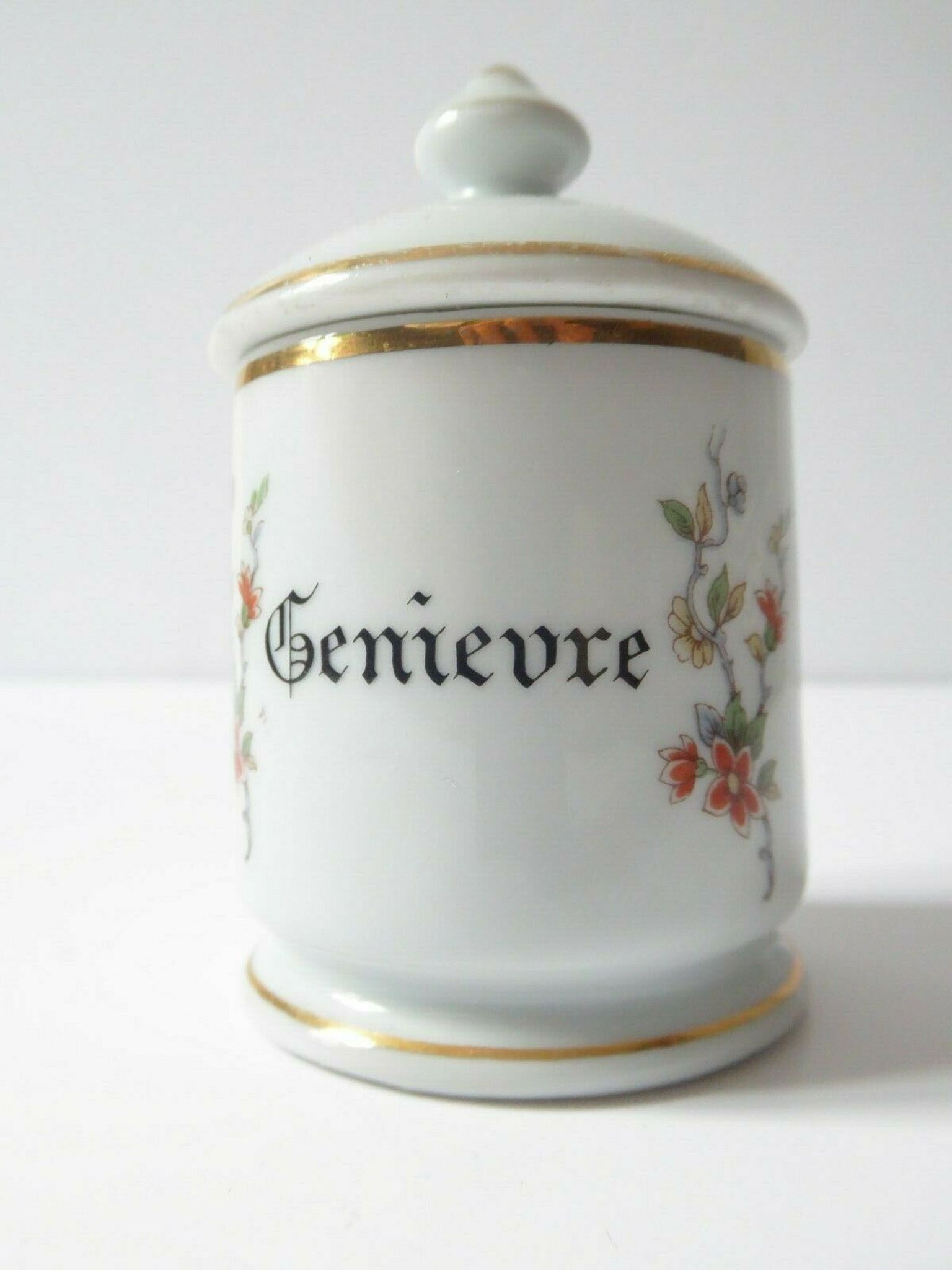 French porcelain genièvre spice pot