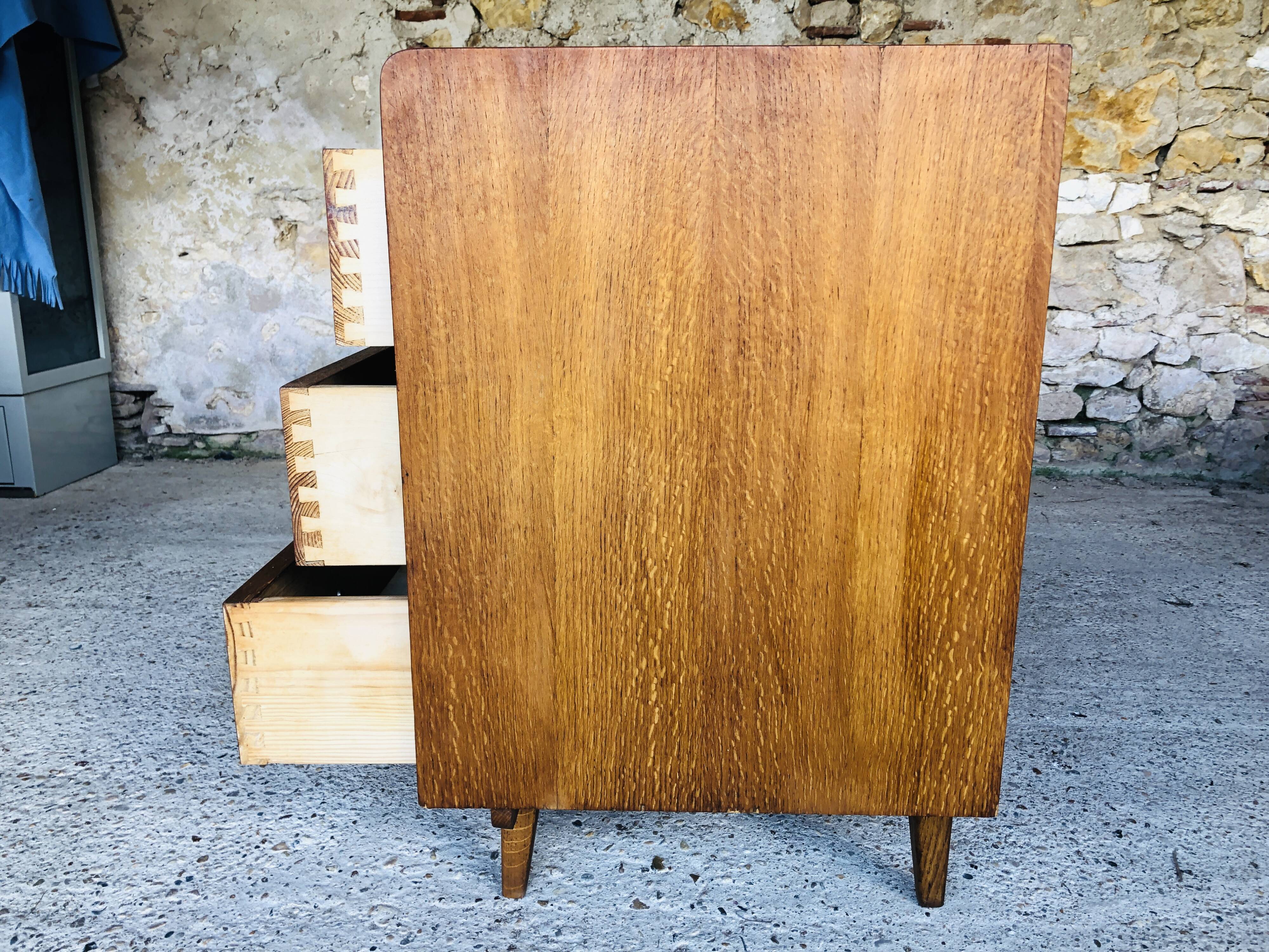 Oak chest of drawers, Scandinavian style, circa 60