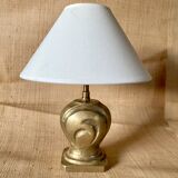 Lampe bronze, câble tissu 2M, abat-jour coton