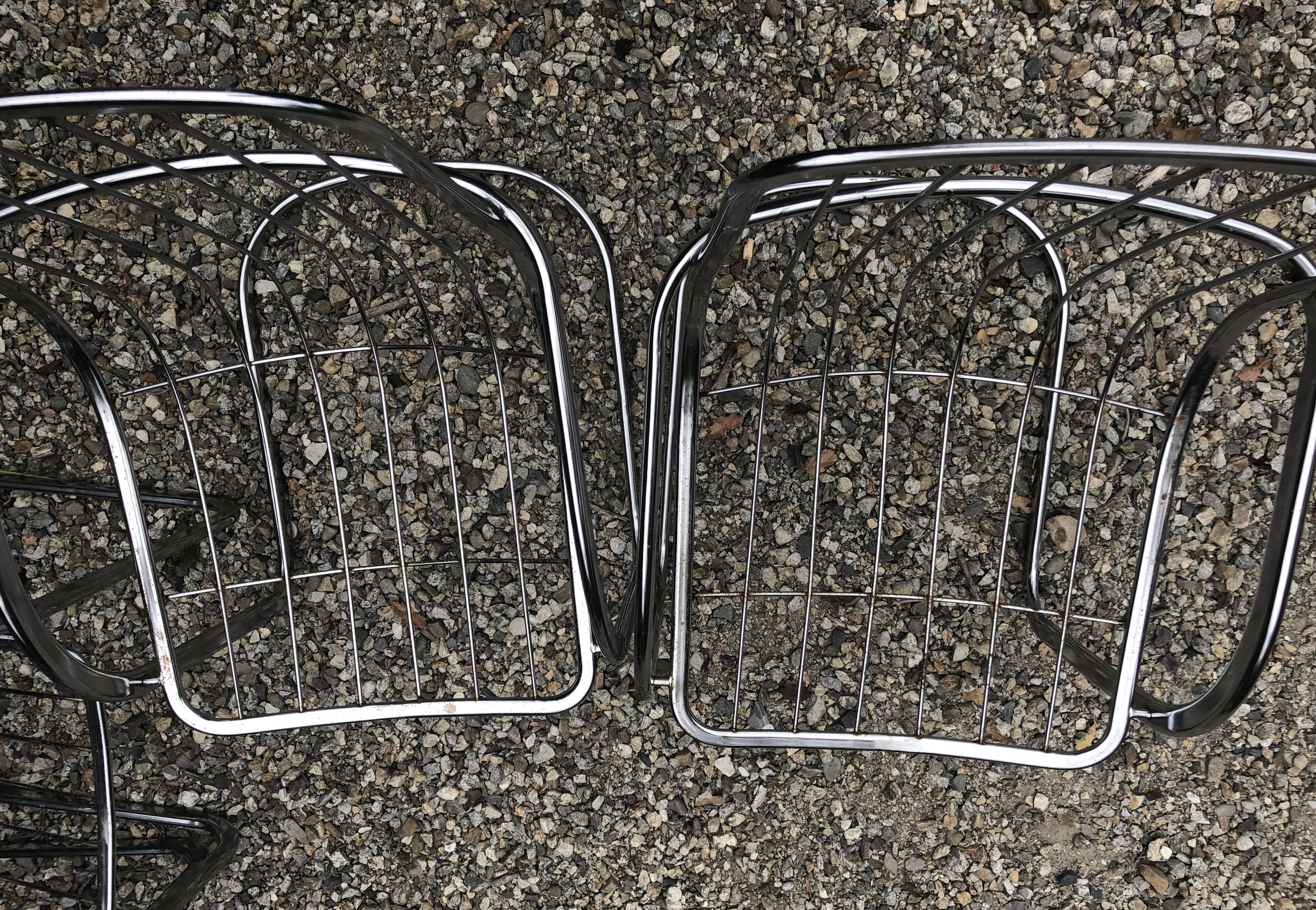 Lot of 6 chrome chairs Cidue edition, Italy 70s/80s