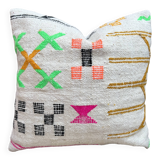 Housse de coussin Kilim marocaine faite main : Coussin décoratif bohème