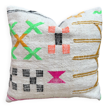 Housse de coussin Kilim marocaine faite main : Coussin décoratif bohème