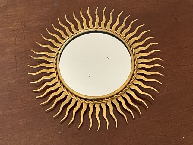 Sun mirror in gold metal 1950  21cm
