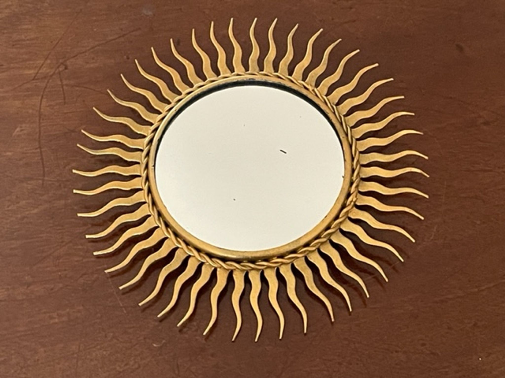 Sun mirror in gold metal 1950  21cm