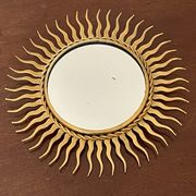 Sun mirror in gold metal 1950  21cm