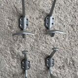 Set of 4 old metal coat hooks