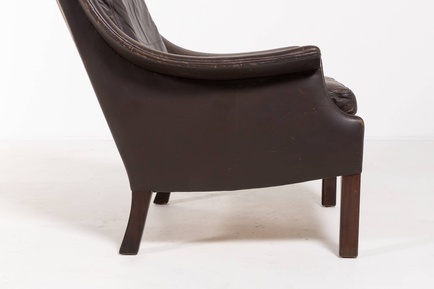 Fauteuil danois en cuir marron, 1960