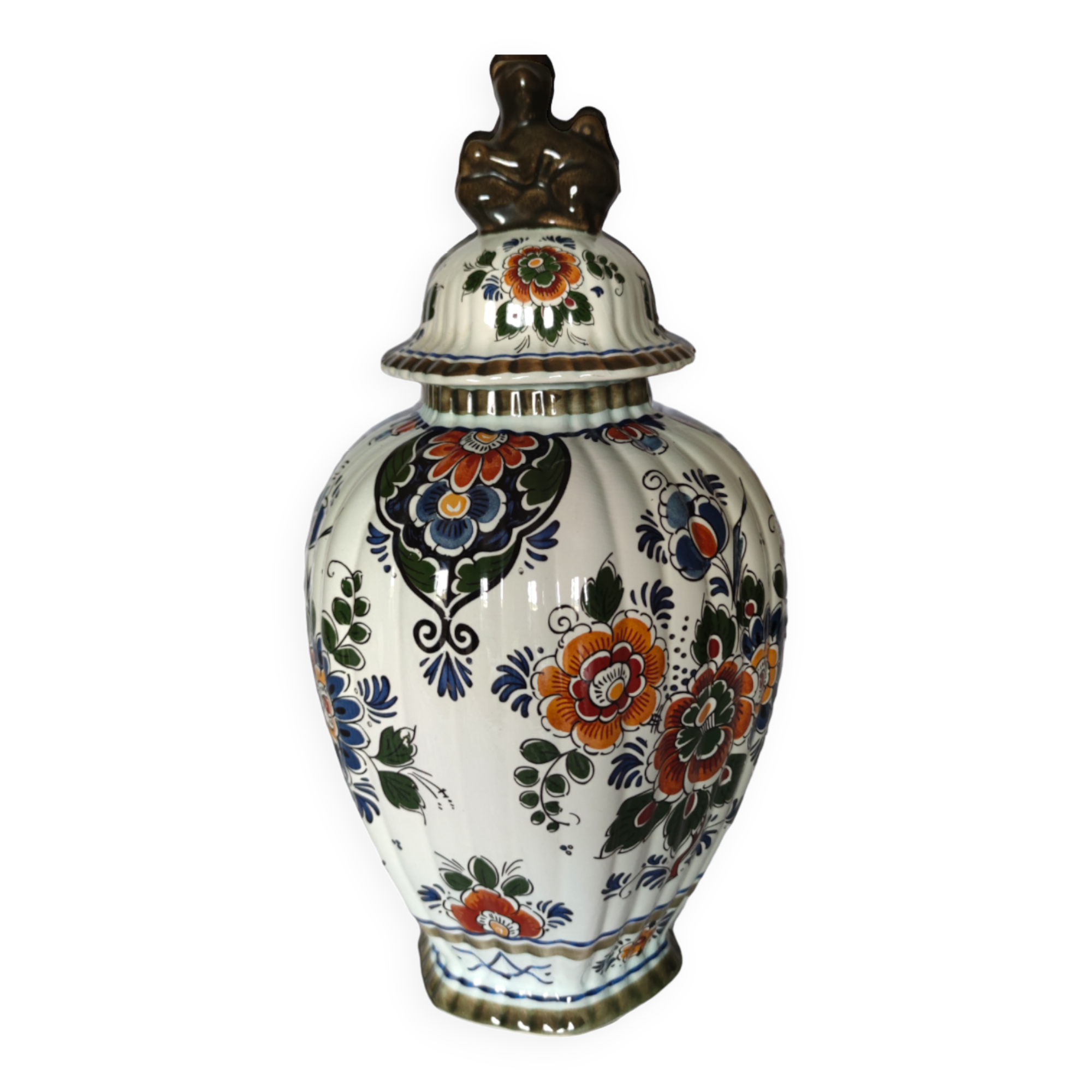 Vase floral blanc en porcelaine vintage de Delft