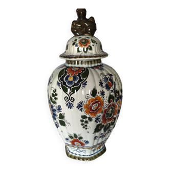 Vintage Delft Porcelain White Floral Vase