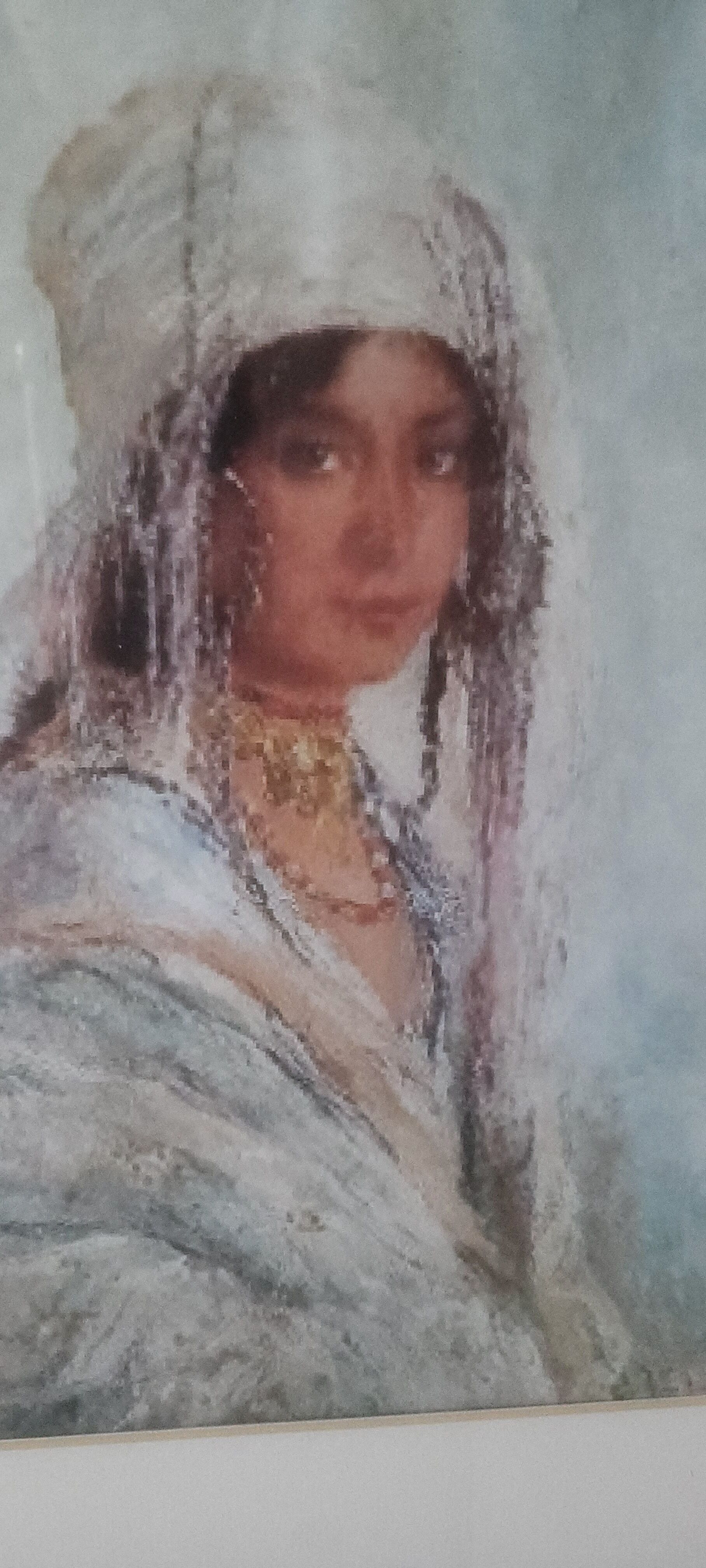 Portrait femme orientale lithographie dans cadre patiné