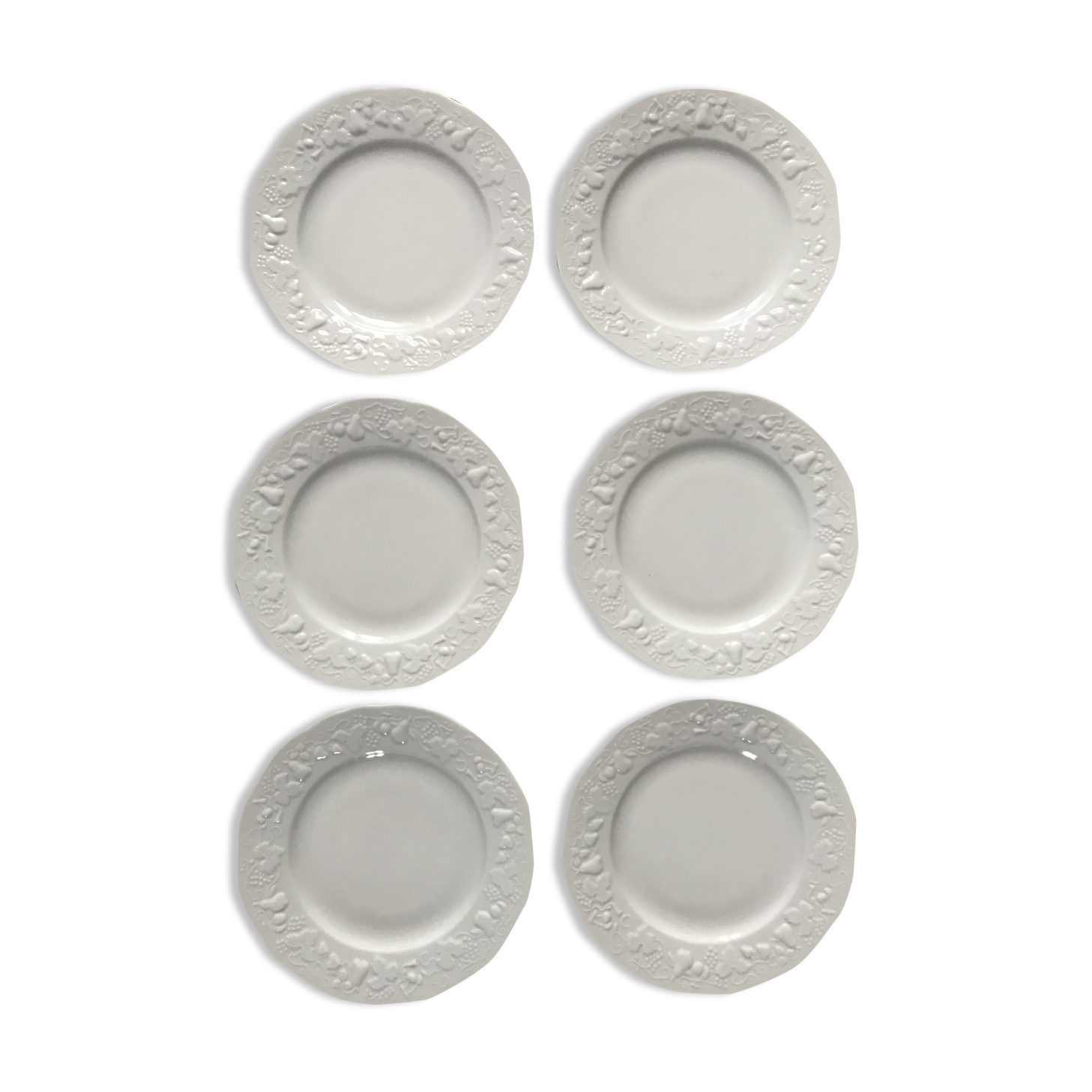 Série de 6 assiettes à dessert en porcelaine de Limoges