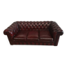 Vintage burgundy leather Chesterfield sofa