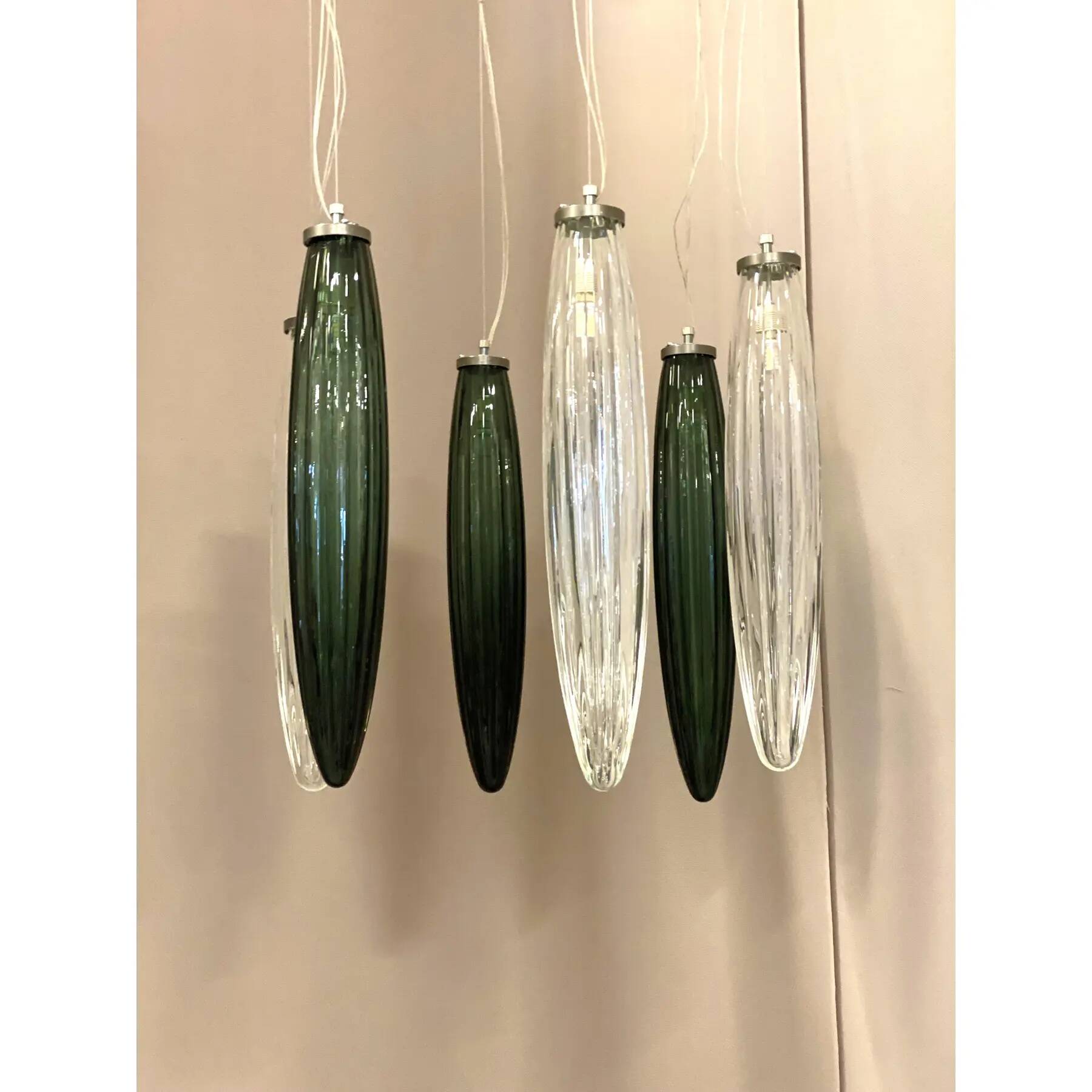 Contemporary Luxury Italian Green "Swords" Murano Glass Little Cascade by S