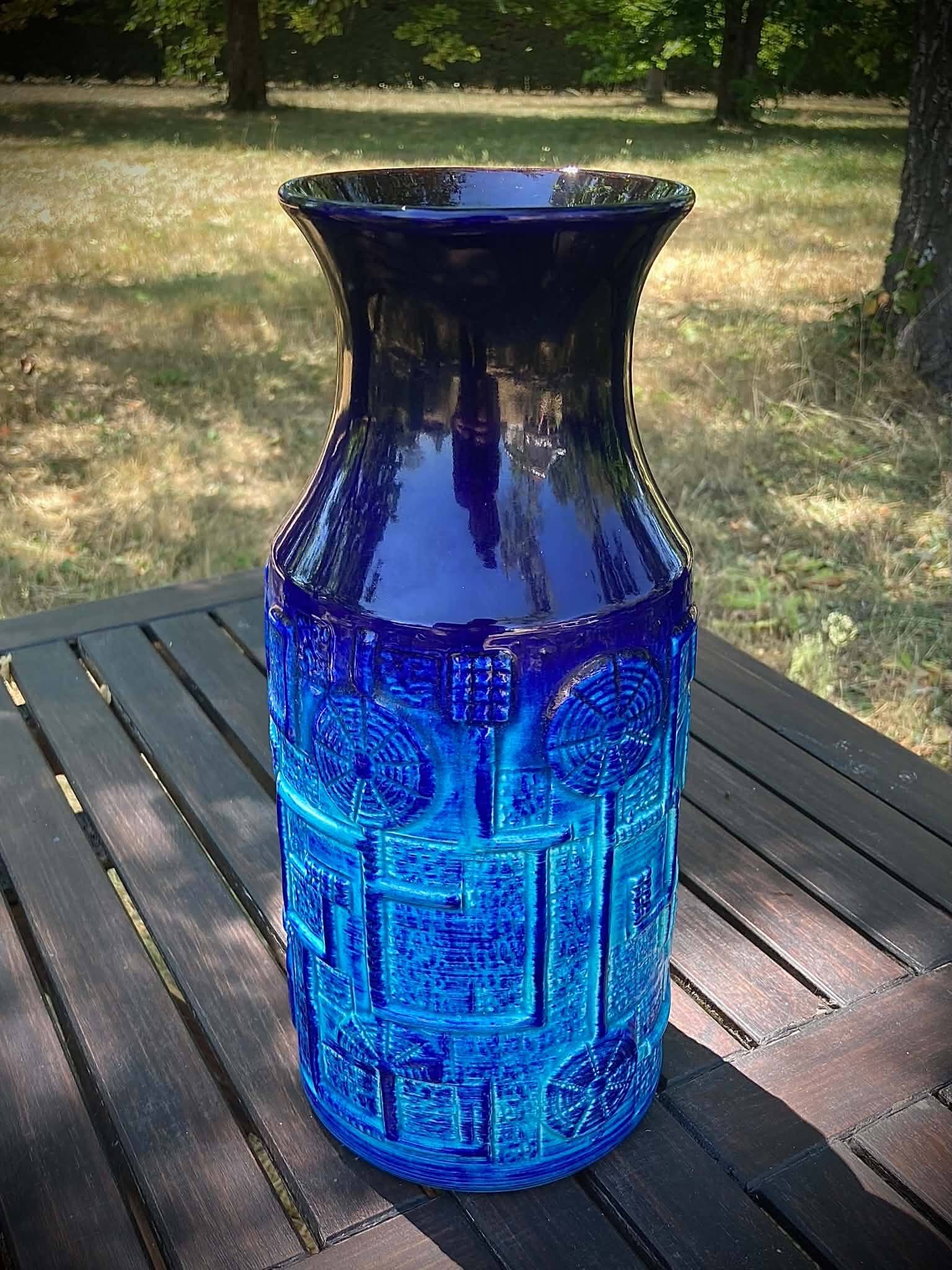 Blue ceramic vase. West Germany Bay Keramik. 1960s. Model 954-30.