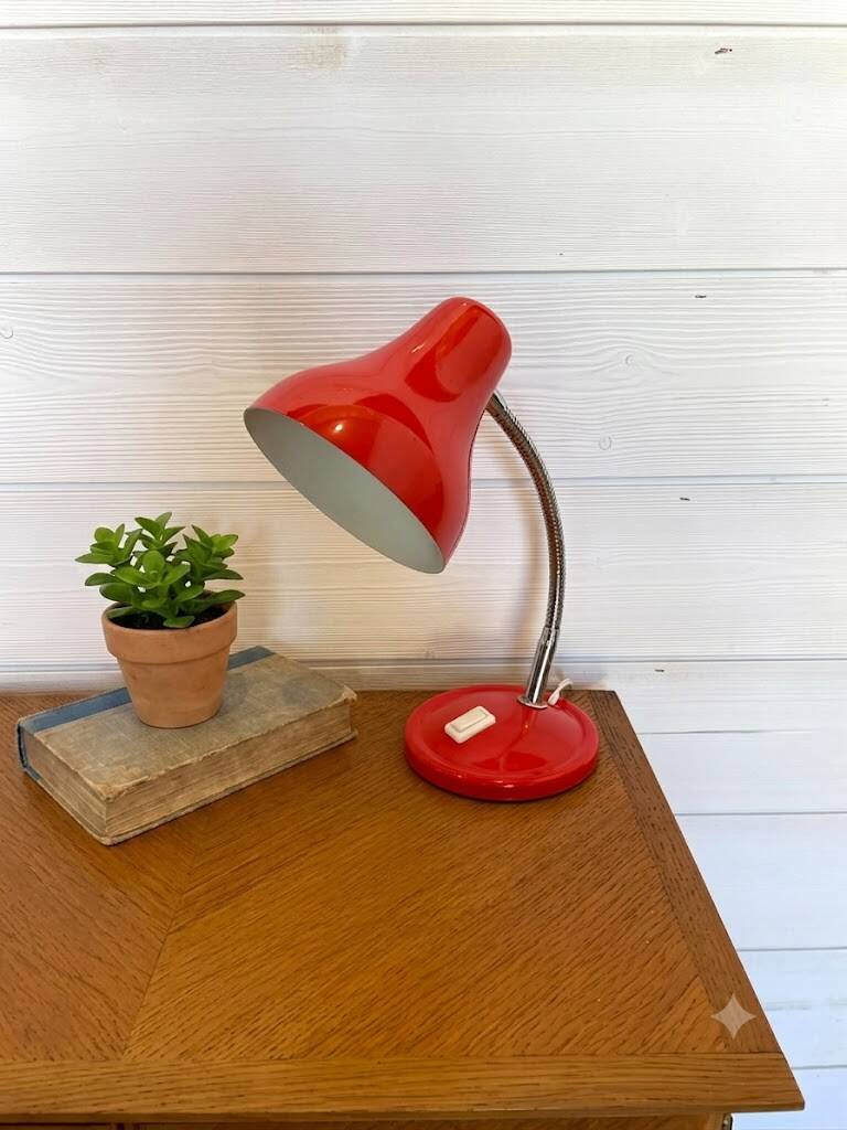 Vintage Desk Lamp Swan Neck Red - 70s Pop Art Design